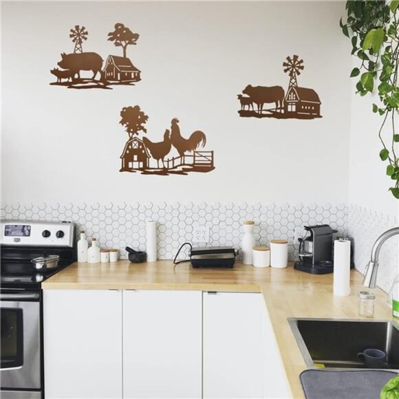Farm Wall Decor Farmhouse Fence Decor Outdoor Metal Wall Art Cow Farm Animal - Picture 3 of 8
